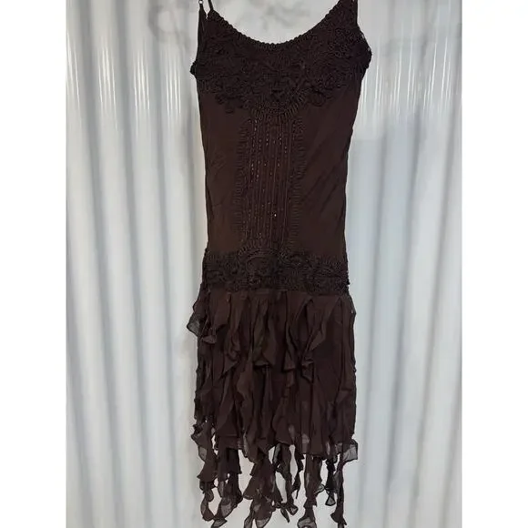 sue wong beaded flapper dress Sue Wong Grey Silk Beaded Dress
